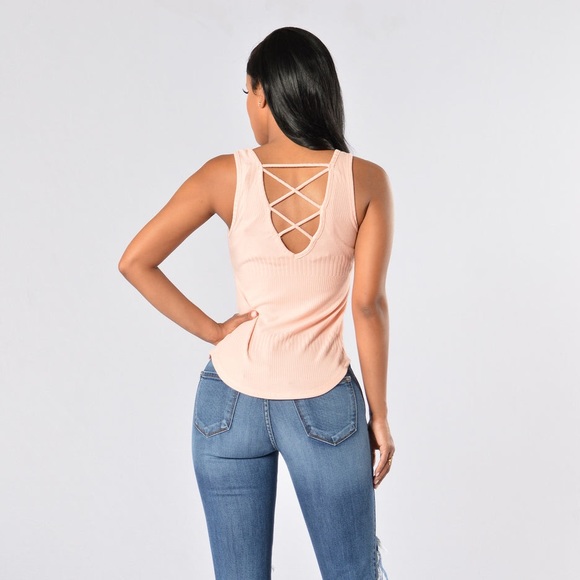 Light Pink Criss Cross Tank - Picture 2 of 5
